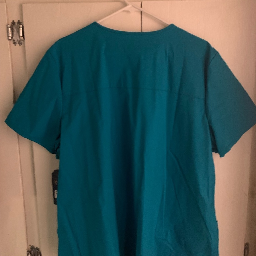 Cherokee Women's Vibrant Blue Short Sleeve Scrub Top - Picture 2 of 4